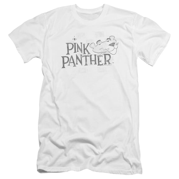 Pink Panther Sketch Logo Premium Adult Slim Fit 30/1 T-Shirt White
