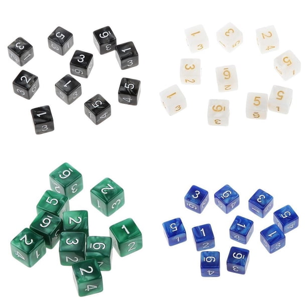 40 Uds dados acrílicos D6 dados de juego de de 6 caras para accesorios MTG Negro Blanco Azul Zulema Dados poliédricos