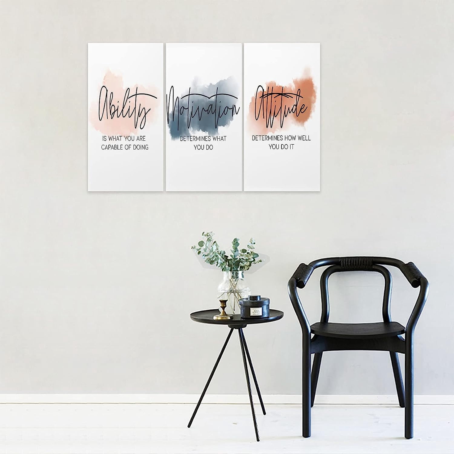 3 Piece Inspirational Canvas Wall Art Quotes Motivational Mindset Print Pictures for Office Wall Decor,Triptych Entrepreneur Poster Framed Artwork for Women Men Home Decor Ready to Hang (36"Wx18"H)