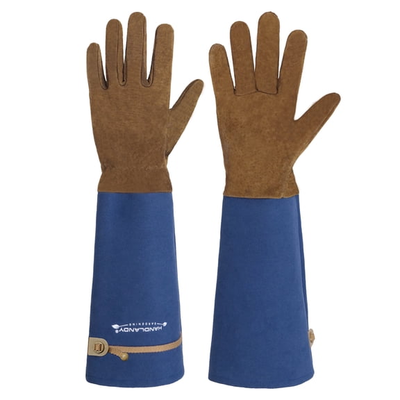 HANDLANDY Rose Pruning Gloves for Men & Women, Long Leather Gardening Gloves, Breathable & Durable Gauntlet Yard Gloves