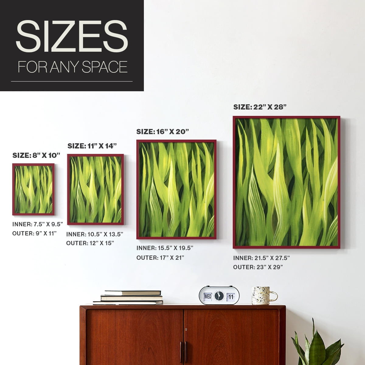 Blades of Grass I Framed Print in Red Solid Wood Framed Print No Nail Hanging