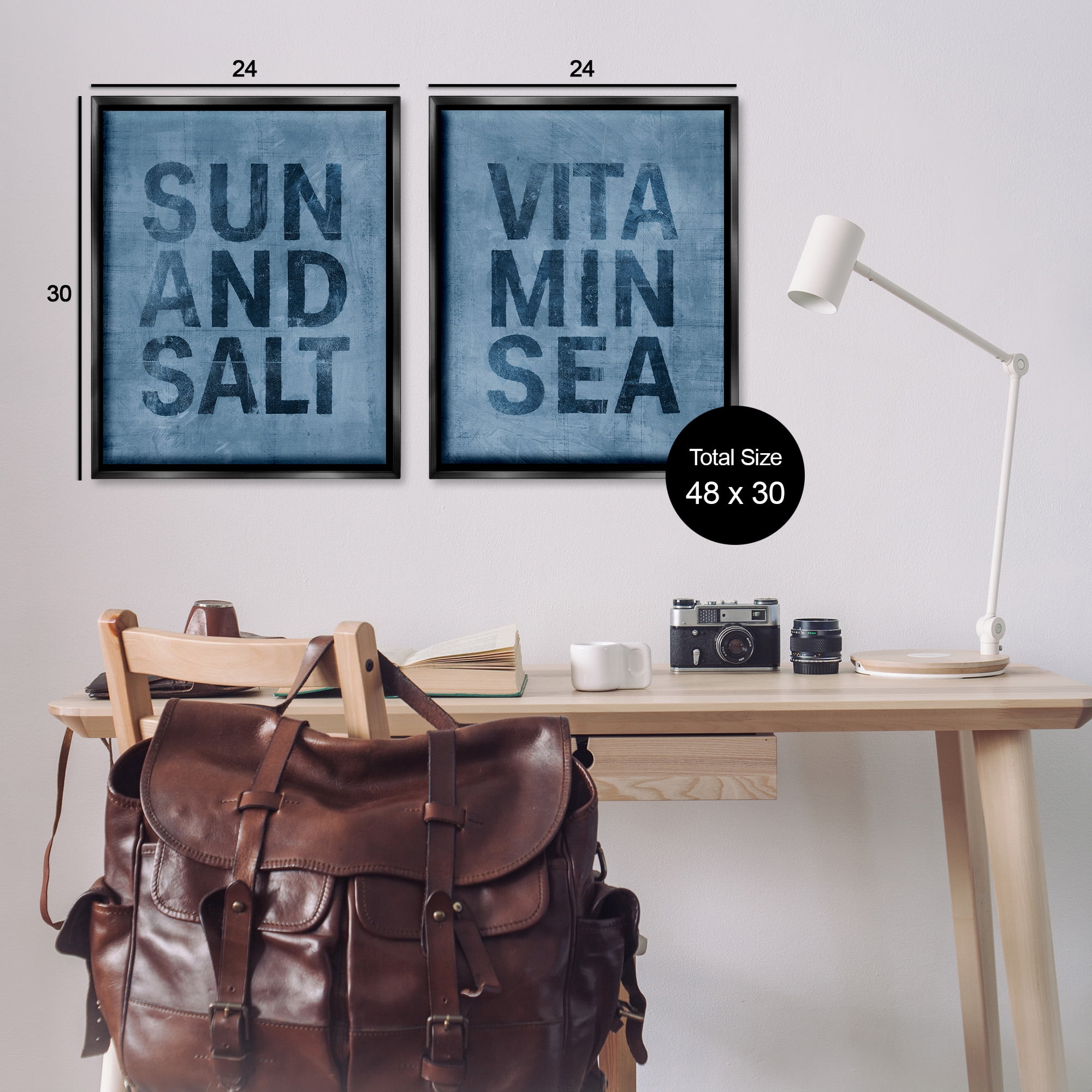 Stupell Industries Summer Beachy Phrases Nature Painting Black Floater Framed Canvas Art Print Wall Art, 25 x 31, Set of 2