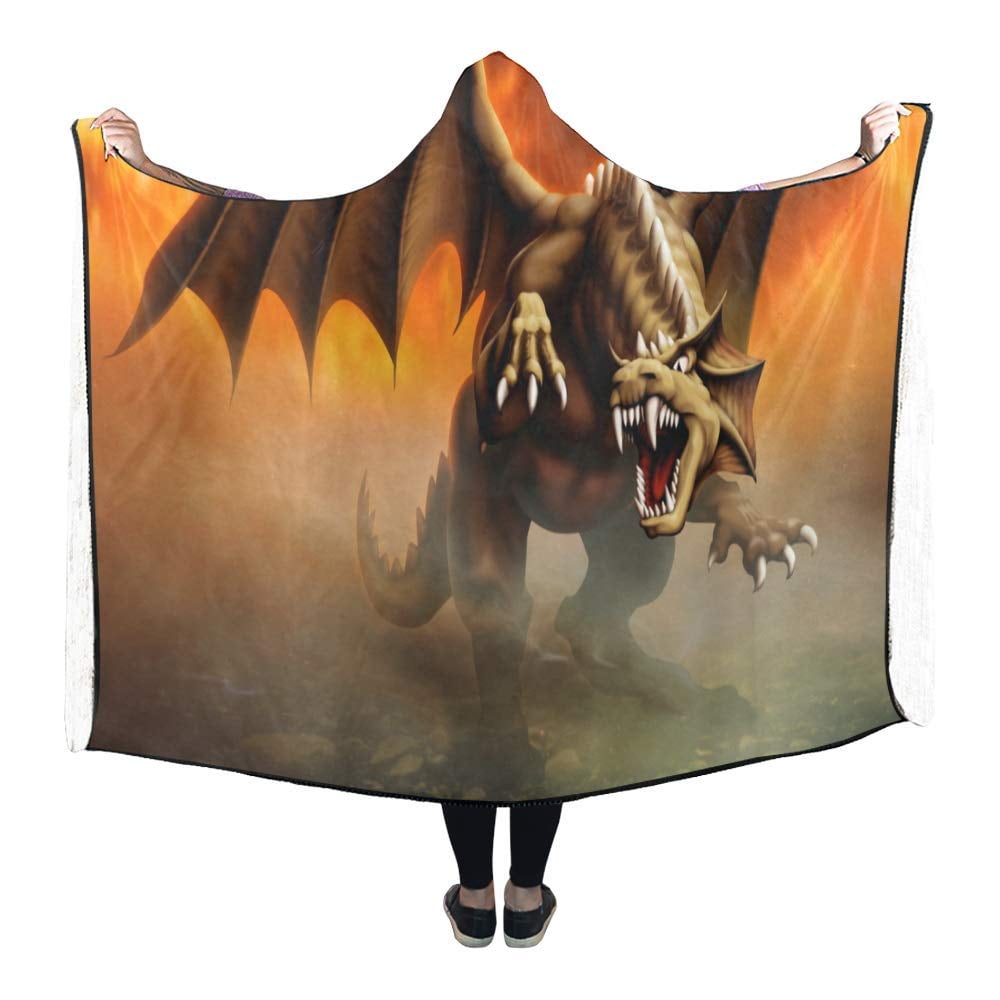 HATIART Terrible Dragon Custom Hooded Blankets Throw Wearable Anti