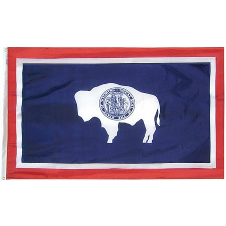 Wyoming State Flag, 3' x 5', Nylon SolarGuard Nyl-Glo, Model# 146160