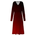 thumbnail image 4 of Women's Long Sleeve Dress, V-Neck Midi Length Casual Dress, Stretchy Polyester Everyday Dress, 4 of 5