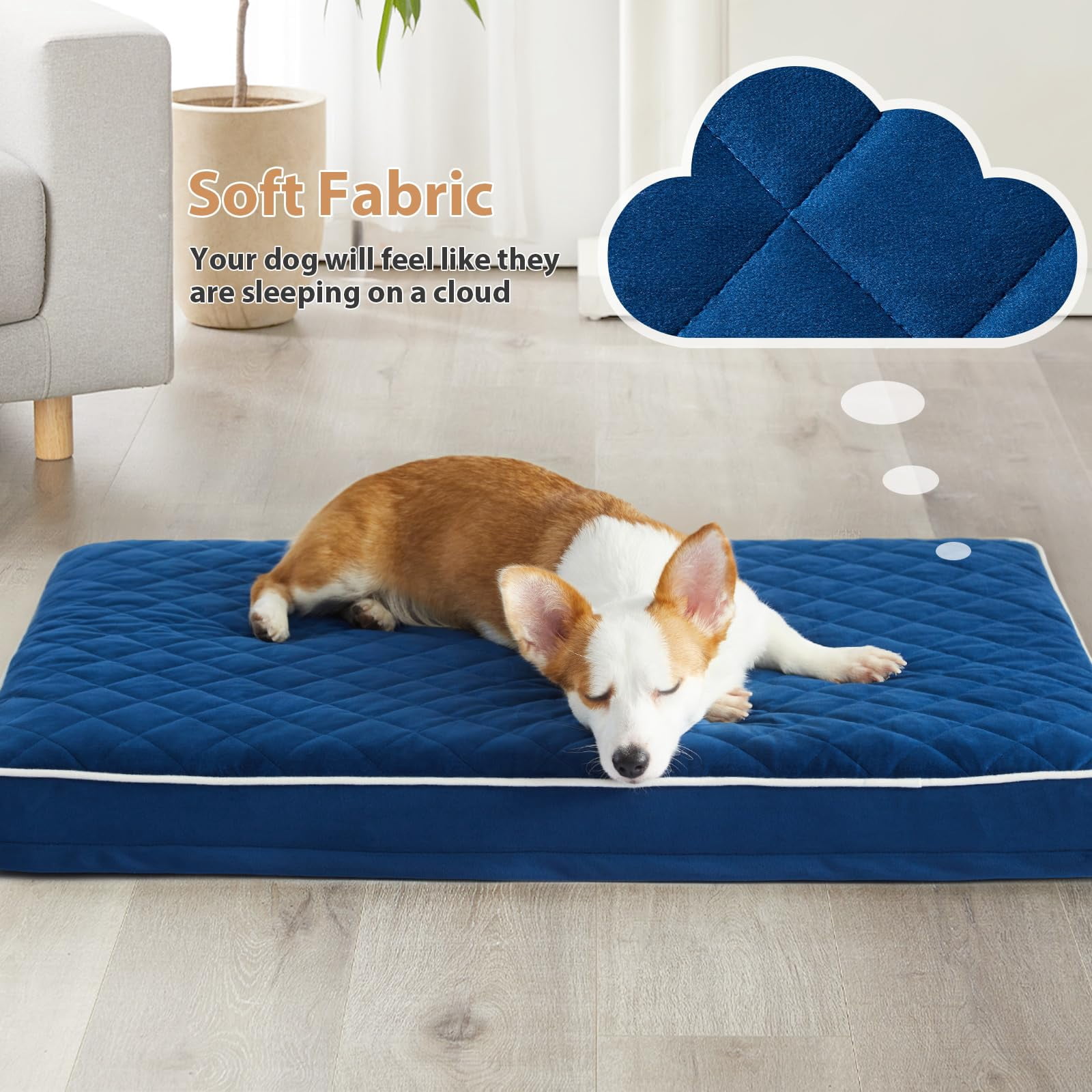 Dog Bed Medium Size  Waterproof Dogs With Removable Washable Cover Multi-needle Quilting Crate