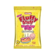 BCL Charms: Fluffy Stuff Birthday Cake Cotton Candy 2.1 Ounce Pack of 3 (Fat Free Candy, Sodium Free, Cholesterol Free) & CUSTOM Storage Carrier