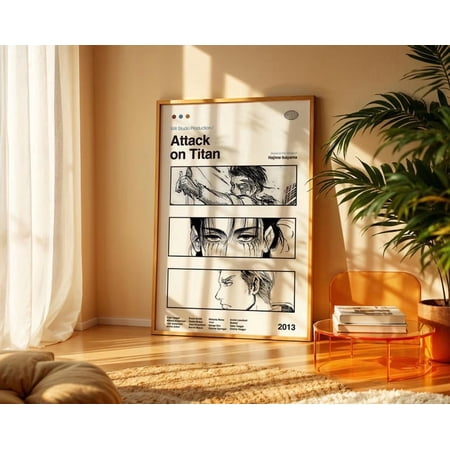 Attack On Titan Poster Manga Art Minimalist Sketch Design Wall Decor for Gaming Room House Interior Gift for Fan Idea Size 24x36 Unframed Poster