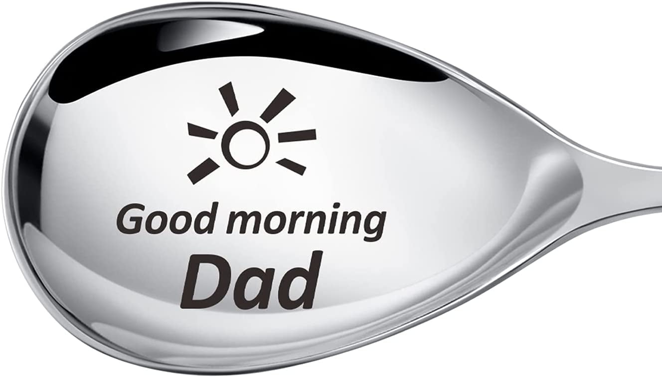 Dad Gift from Daughter Son Wife Best Dad Gifts Tea Coffee Spoon Good Morning Dad Spoon Perfect Fathers Day/Birthday/Christmas Gifts Funny Dad Spoon Engraved Stainless Steel 