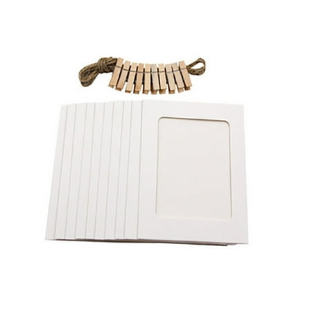 

Home Decor 10Pcs 5Inch Paper Photo Flim DIY Wall Picture Hanging Frame Album+Rope+Clips Set