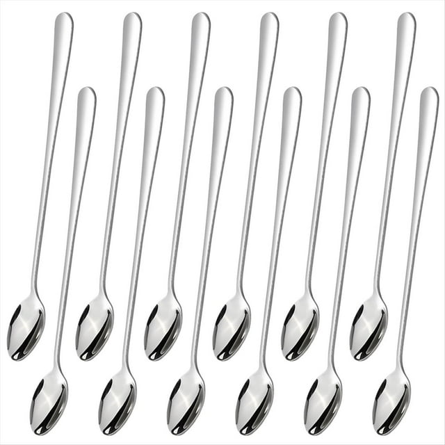 Cuchara Larga de 7.8 Pulgadas para Té Helado, Cucharas de Café de Acero Inoxidable para Mezclar Leche, Té, Cócteles y , 12 Unidades.