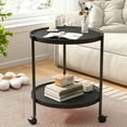 thumbnail image 4 of 2 Tier Side Table Folding Round End Table Small Nightstand With Two Removable Tray For Bedroom Living Room Bedside Small Spaces Tall Nightstand End Table, 4 of 6