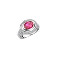 thumbnail image 3 of RYLOS Rings for Women 14K White Gold Ring Classic 9X7MM Oval Gemstone &  Diamonds July Ruby Jewelry Size 5, 3 of 7