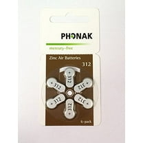 Phonak Mercury Free Size 312 Zinc Air Hearing Aid Batteries (60 batteries)