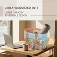 thumbnail image 6 of Pzuqiu Women's Large Quilted Tote Bags, Floral Embroidered & Solid Reversible Lightweight Orange Shoulder Handbags for Work, Shopping, Travel, College, Everyday Use, 6 of 7