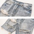 thumbnail image 6 of Joernso Men Summer Distressed Denim Shorts Button Zipper Fly Multi Pockets Short Jeans Straight Fit Ripped Holes Knee Length Distressed Denim Shorts, 6 of 7
