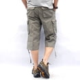 thumbnail image 4 of SWSMCLT Men's Cargo Capris Soft Cotton Loose Casual Spandex Mid Rise Button Fly Pocket Gaucho Cropped Pants Grey 44, 4 of 4