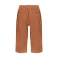 thumbnail image 3 of Womens Capris Pants High Waist Drawstring Comfy Casual Pants Lightweight Trousers Buttons with Pockets | Knee Length, Lightweight, Breathable, Business, Casual, Beach, 3 of 4