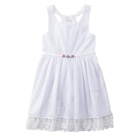 Toddler Girls White Lace Beaded Sun Dress Sundress