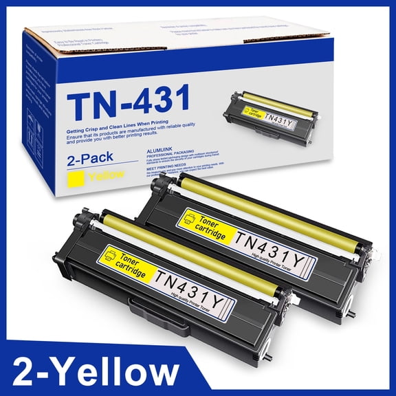 TN-431 TN431 Yellow Toner - Compatible for Brother TN431 Cartridge HL-L8360CDW Printer - 2 Pack