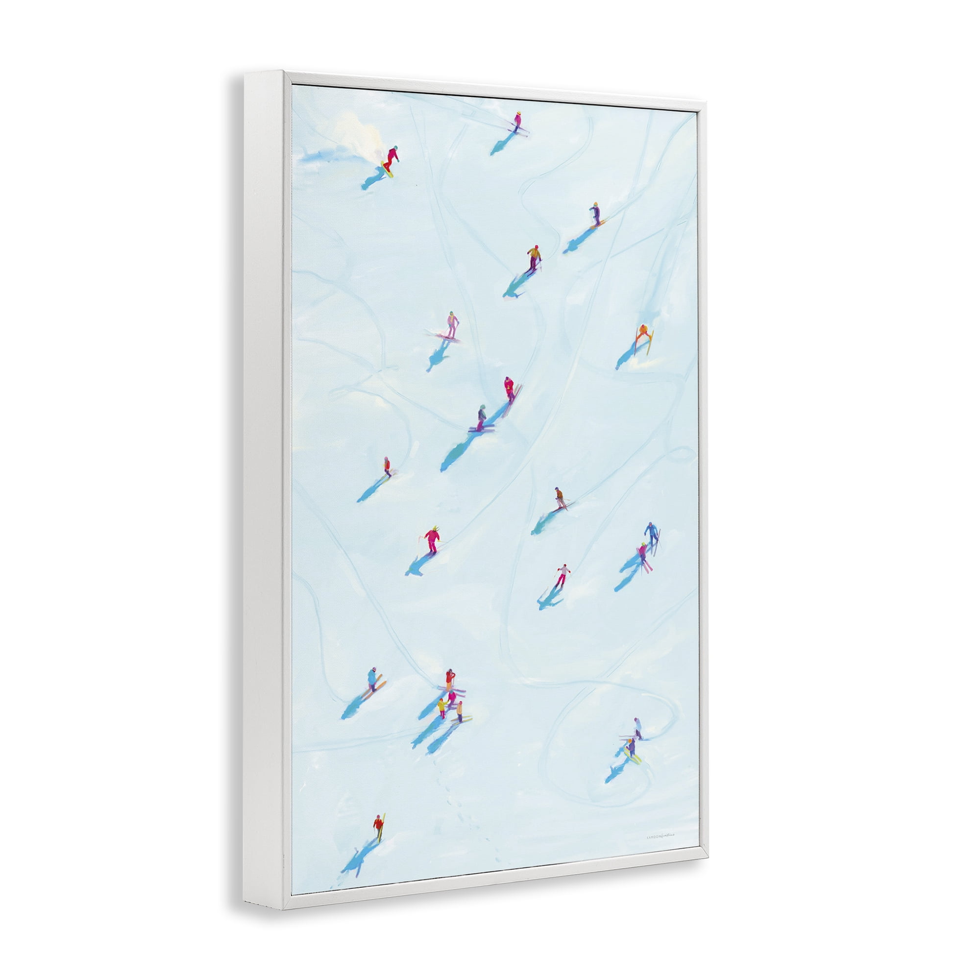 Stupell Industries People on Ski Slopes Sports Painting White Framed Art Print Wall Art, 16 x 24