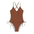 thumbnail image 4 of Uaswgudfs Women's Form-Fitting One-Piece Swimsuit with Crossover Strap Details and Unique Side Cutouts for a Stylish Beach or Pool Day Coffee XL, 4 of 6