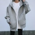thumbnail image 2 of Fesfesfes Winter Coat Womens Casual Loose Pockets Long Sleeve Zip Up Hoodie Solid Color Outerwear Coat, 2 of 7