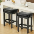 thumbnail image 6 of Counter Height Bar Stools Set of 2, 24 Inch Barstools for Kitchen Island Counter, Bonded Leather Kitchen Stools with Thick Saddle Seats & Heavy Duty Metal Base, Easy Assembly, Gray/Black, 6 of 7