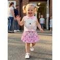 thumbnail image 6 of BemeyourBBs Baby Girl Back to School Outfit Kids Pre Kindergarten Outfits Toddler Baby Girl Summer Clothes Sleeveless Collared Button Tank Vest Tops and Book Pencil Printed Pleated Skirt Set, 6 of 9
