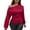 Red, variant on Womens Elegant Solid Color Satin Blouse One Shoulder Asymmetric Draped Neck Long Sleeve Shirt Beige L