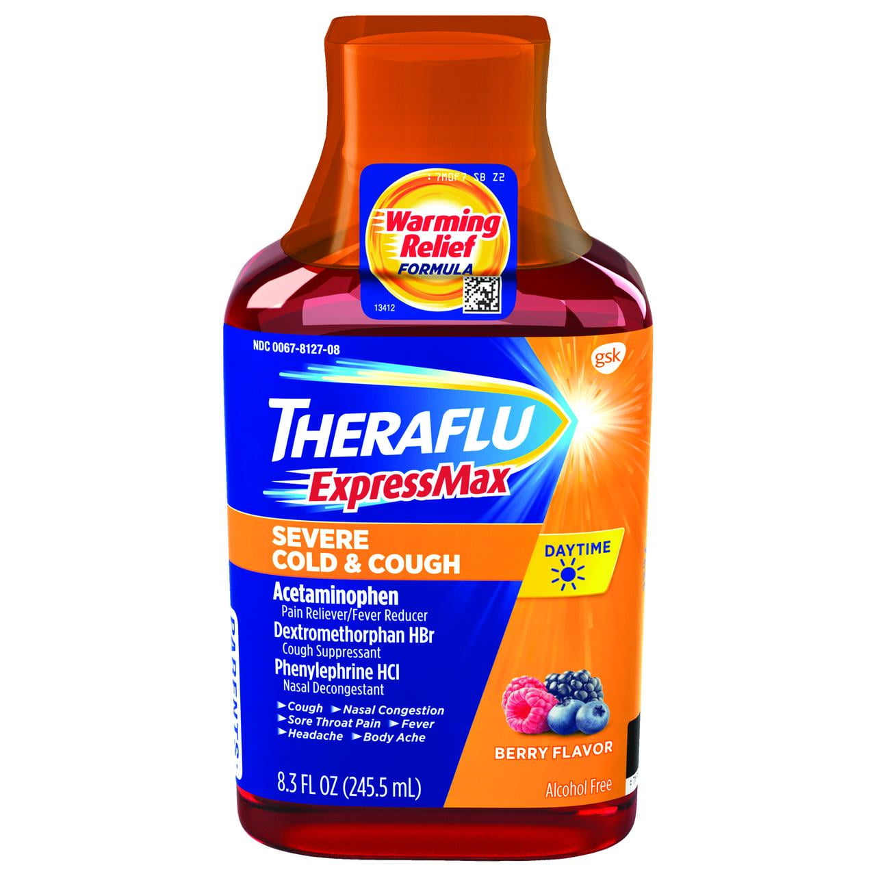 Theraflu ExpressMax Daytime Severe Cold & Cough Relief Syrup, Berry ...