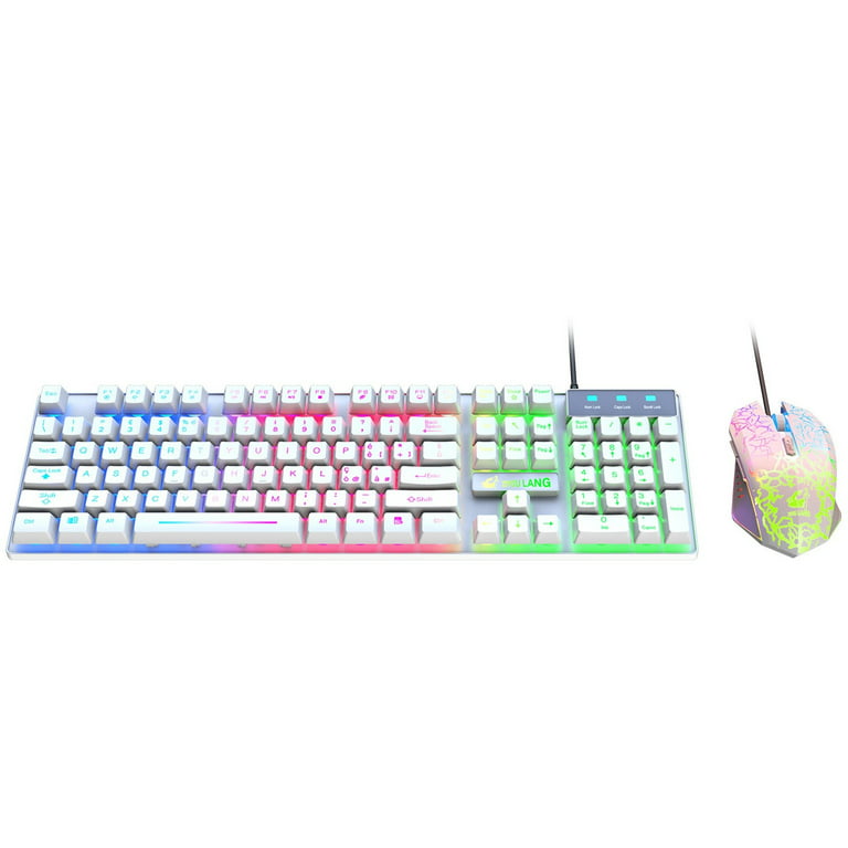 PC,laptop,accessories,T13 Rainbow Backlight Usb Ergonomic Gaming Keyboard  and Mouse Set for PC Laptop 