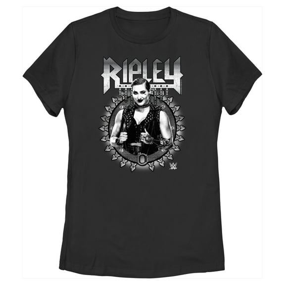 Women's WWE Ripley Black and White Photo  Graphic Tee Black 2X Large