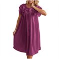 thumbnail image 6 of HomeGardon Nightgowns for Women,Summer Dresses Women's Lace Short Sleeve Plus Ice Silk Mid-length Nightdress, 6 of 9