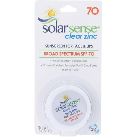 Solar Sense Clear Zinc Sunscreen For Face SPF 70 0.50 oz