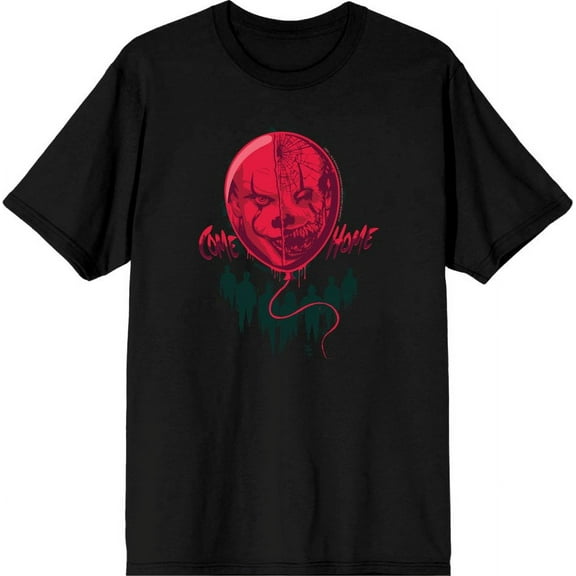 It Chapter 2 Scary Clown Balloon Men's Black Crew Neck Short Sleeve Tee-3XL