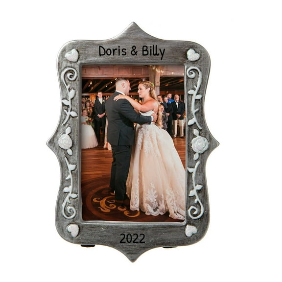 Personalized Wedding Ornaments - Mr Mrs Ornaments 2024 - Pewter Wedding Photo Frame Ornament, Our First Christmas Married Ornament, Newlywed Christmas Ornament 2024- Free Customization