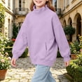 thumbnail image 5 of Children Pockets Sweatshirt Solid Color Winter Long Sleeve Sweatshirt for Boys Girls, 5 of 8
