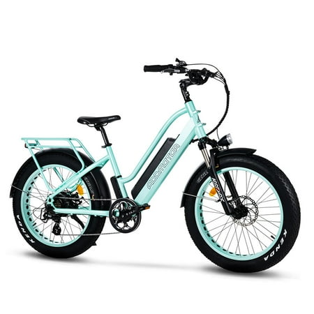 Addmotor E-Ride Electric Bike, 48 Volt Battery, 24 Ft. 750 W Cruiser Bicycle, Cyan