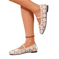 thumbnail image 5 of CHWshoes Square Toe Lace Ballet Crochet Flats Women Closed Toe Shoes Comfortable Dressy Walking Shoes，Beige Size 42, 5 of 8
