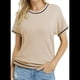 thumbnail image 1 of Tops de Mujer, Camisetas Casuales de Corta A , Suéter de Punto con Cuello Redondo. Albaricoque XL, 1 of 10