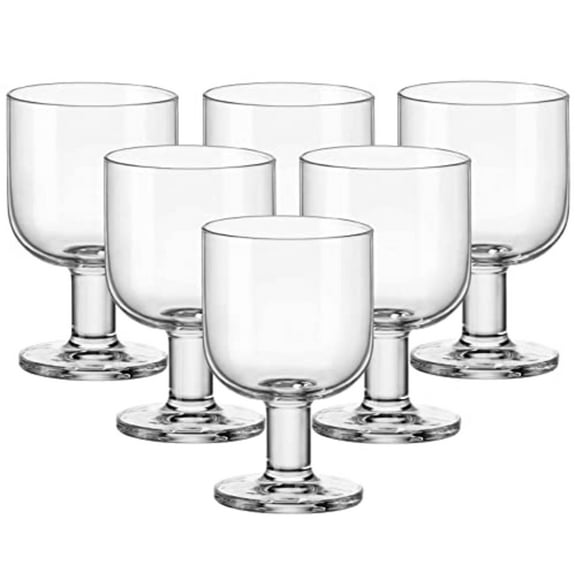 Bormioli Rocco Hosteria Stackable Wine Glasses, Set of 6 – Medium Tempered Glass Cups with Flat Base – Ideal for Casual Dining & Entertaining, 6.75 Oz. – 2.9” x 4.3” – Made in Italy