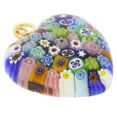 thumbnail image 3 of GlassOfVenice Murano Glass Millefiori Heart Pendant Medium - Multicolor, 3 of 4