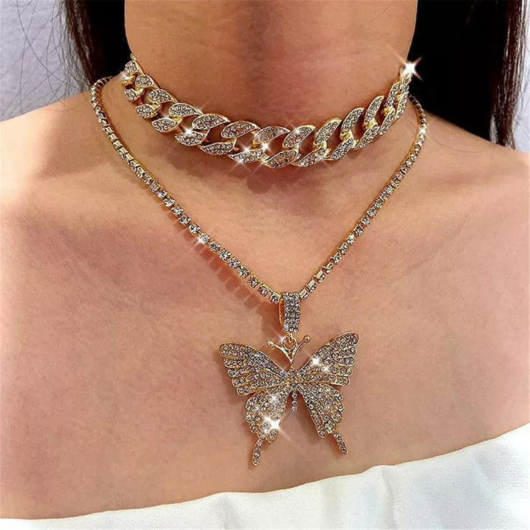 Choker Necklace Butterfly Necklace Cuban BKBP Full Diamond