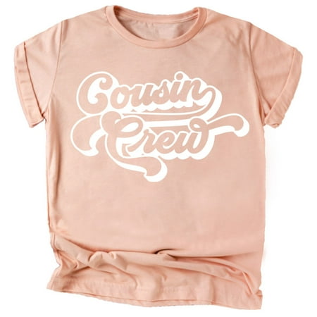 

Vintage Retro Cousin Crew Shirts and Bodysuits for Cousin Matching T Shirts White on Peach Shirt 5-6