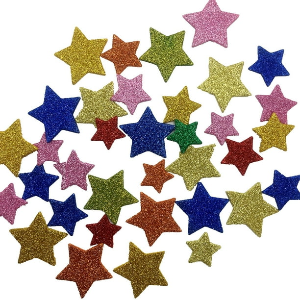 Pegatinas de estrella de cinco puntas de color dorado y rosa, pegatinas de dibujos animados de sol y luna, pegatinas de espuma para jardín de infantes, decoración creativa