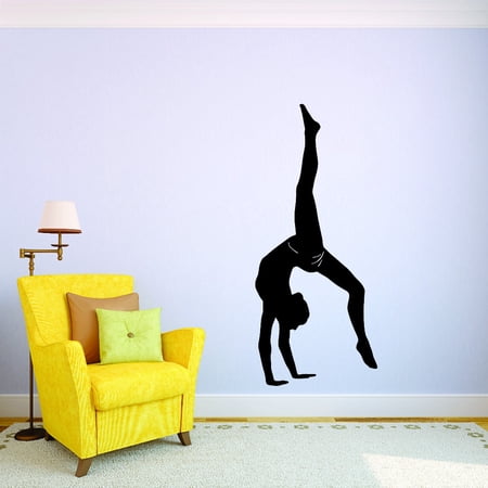 Wall Design Pieces Gymnastics Girl Flipping Tumbling Silhouette 20x40"