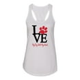 thumbnail image 2 of Wild Bobby, Love My Dog Stole My Heart Red Pawprints Pop Culture Ladies Racerback Tank Top, White, Small, 2 of 3