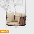 thumbnail image 5 of VINGLI 2.4 ft Single Outdoor Porch Swing, 1-Person Round Rattan Hanging Swing Support 440 lbs with Cushions, Patio Wicker Swing Bench, Brown, 5 of 8