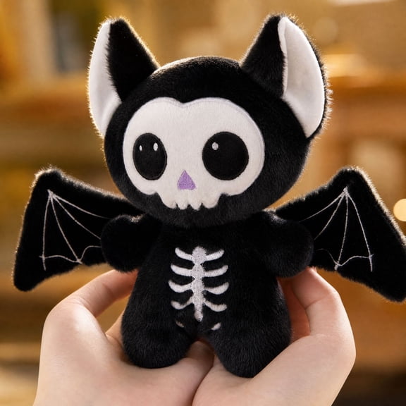 Knisume Halloween Toys Plush Toy Stuffed—Dark Night Skeleton Bat Animal for Decoration and Gifts, Spooky Gothic Bat Plushies for Party Decor and Collectors